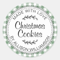 Rustic Homemade Christmas Cookies Green Check