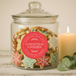 Rustic Homemade Christmas Cookies Red Classic Round Sticker