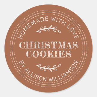 Rustic Homemade Christmas Cookies TerraCotta Classic Round Sticker