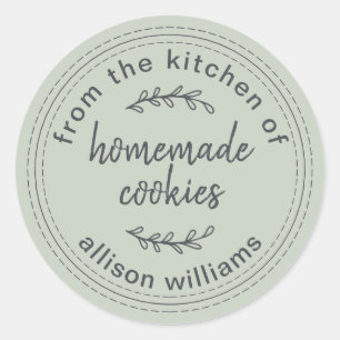 Rustic Homemade Cookies From the Kitchen of Green Classic Round Sticker