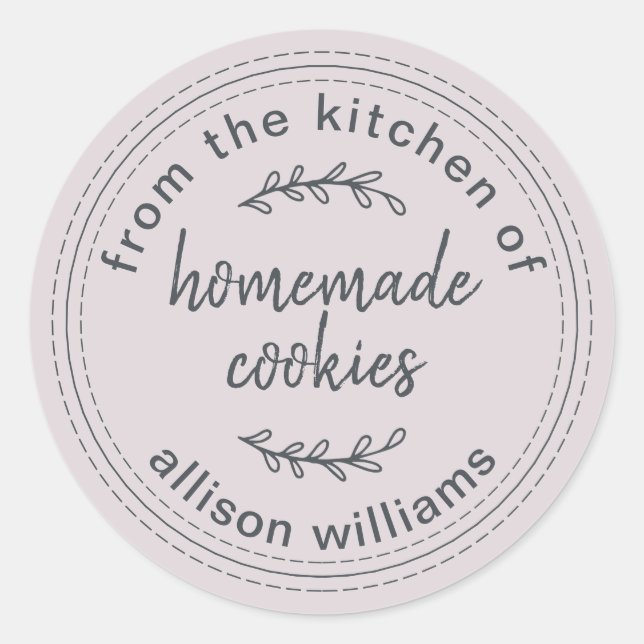 Rustic Homemade Cookies From the Kitchen of Purple Classic Round Sticker (Front)