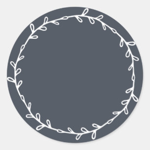 Rustic Homemade Dark Blue Write On Classic Round Sticker