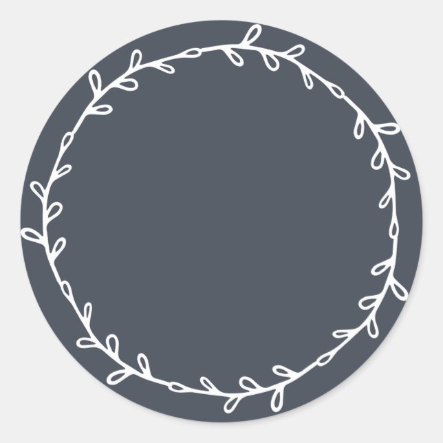 Rustic Homemade Dark Blue Write On Classic Round Sticker (Front)