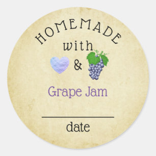 Rustic Homemade Grape Juice Jam or Jelly Label