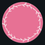 Rustic Homemade Hot Pink Write On Classic Round Sticker<br><div class="desc">Rustic, simple and modern write on homemade sticker with a lovely white foliage wreath on a hot pink background. Simply write your name and the product name on the label. Exclusively designed for you by Happy Dolphin Studio. If you need any help or matching products, please contact us at happydolphinstudio@outlook.com....</div>
