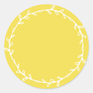 Rustic Homemade Illuminating Yellow Write On Classic Round Sticker