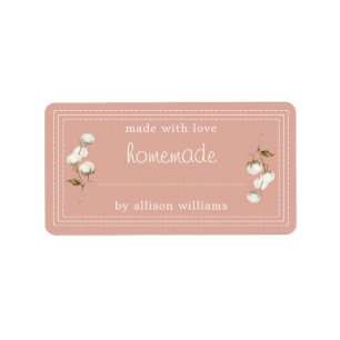 Rustic Homemade Label Cotton Sprig Dusty Pink