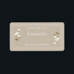 Rustic Homemade Label Cotton Sprig Grey<br><div class="desc">Rustic, simple and modern blank homemade baked goods and jam canning jar sticker with the text made with love, homemade and your name in white modern script and typography on a shiitake grey background with a stylish touch of cotton sprig. Simply add your name and the product name to the...</div>