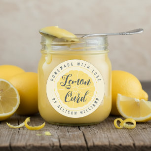 Rustic Homemade Lemon Curd Yellow Classic Round Sticker