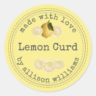 Rustic Homemade Lemon Curd Yellow Classic Round Sticker
