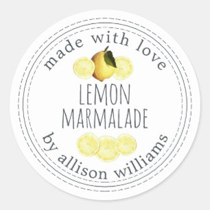 Rustic Homemade Lemon Marmalade White Classic Round Sticker