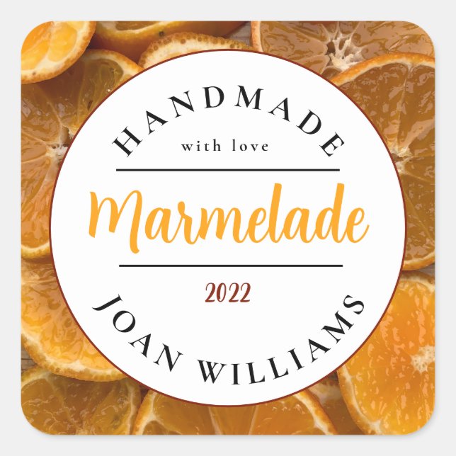 Rustic Homemade Marmelade Square Sticker (Front)