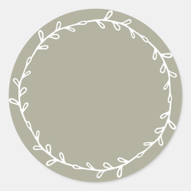 Rustic Homemade Moss Grey Write On Classic Round Sticker (Front)