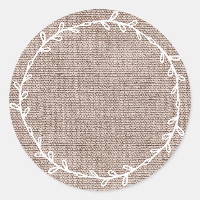 Rustic Homemade Nutmeg Burlap Write On Blank Classic Round Sticker (Front)
