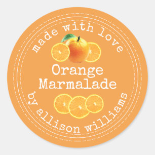 Rustic Homemade Orange Marmalade Classic Round Sticker
