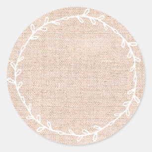 Rustic Homemade Pink Burlap Write On Blank Classic Round Sticker