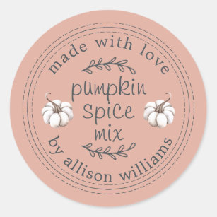 Rustic Homemade Pumpkin Spice Mix Dusty Pink Classic Round Sticker
