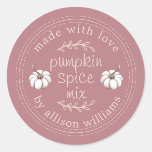 Rustic Homemade Pumpkin Spice Mix Dusty Rose Classic Round Sticker