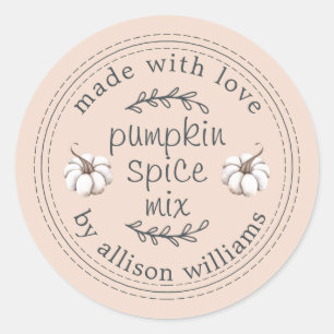 Rustic Homemade Pumpkin Spice Mix Peach Dust Class Classic Round Sticker