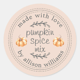 Rustic Homemade Pumpkin Spice Mix Peach Dust Classic Round Sticker