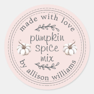 Rustic Homemade Pumpkin Spice Mix Pink Classic Round Sticker