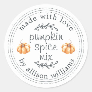 Rustic Homemade Pumpkin Spice Mix Simple Classic Round Sticker