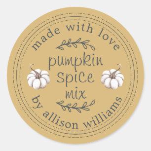 Rustic Homemade Pumpkin Spice Mix Yellow Classic Round Sticker