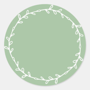 Rustic Homemade Quiet Green Write On Classic Round Sticker