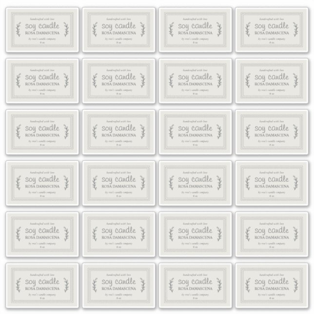 Rustic Homemade Soy Candle Label 24x Light Grey (Front)