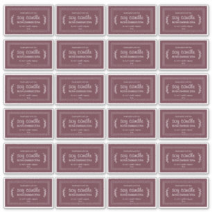 Rustic Homemade Soy Candle Labels 24x Burgundy