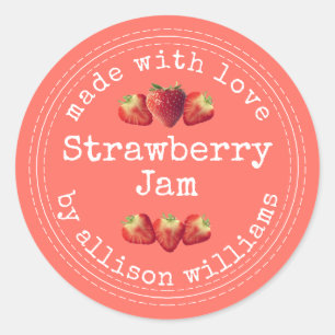 Rustic Homemade Strawberry Jam Classic Round Stick Sticker