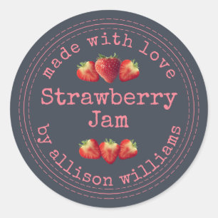 Rustic Homemade Strawberry Jam Classic Round Stick Sticker