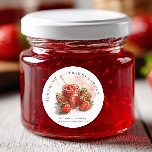 Rustic Homemade Strawberry Jam Jar Canning Label (Creator Uploaded)