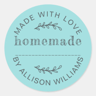 Rustic Homemade Turquoise Blue Baked Goods Classic Round Sticker