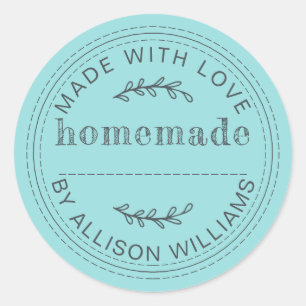 Rustic Homemade Turquoise Blue Baked Goods Classic Round Sticker