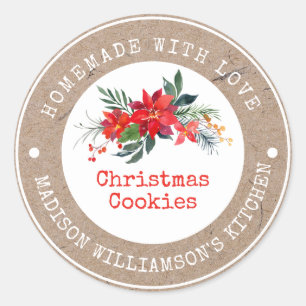 Rustic Homemade with Love    Christmas Cookies Classic Round Sticker
