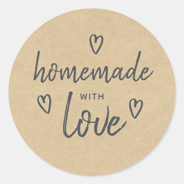 Rustic Homemade With Love Kraft Paper label (Front)