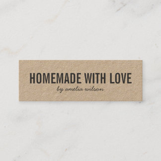 Rustic Homemade with Love Kraft Social Media Mini Business Card