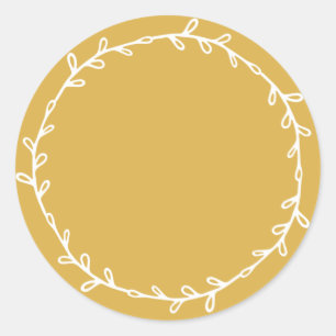 Rustic Homemade Yellow Ochre Write On Classic Round Sticker