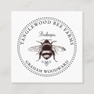Rustic Honey Bee Apiary Beekeeper Honey Products S Square Business Card