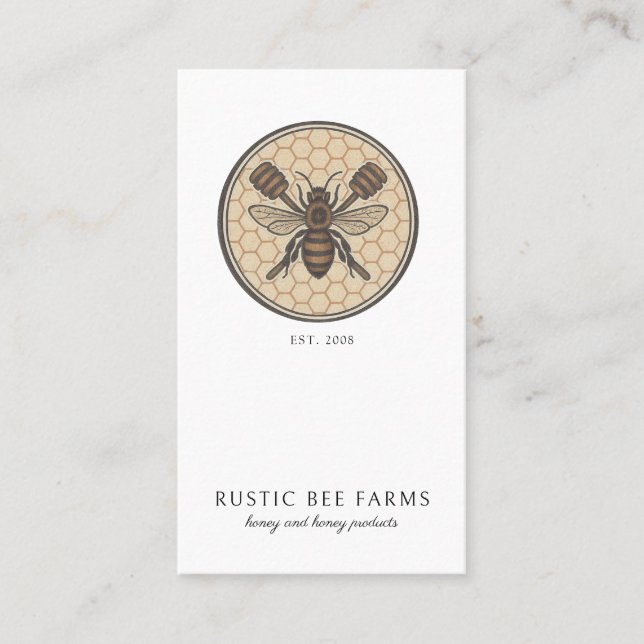Rustic Honey Bee Beekeeper Apiary Business Card (Front)
