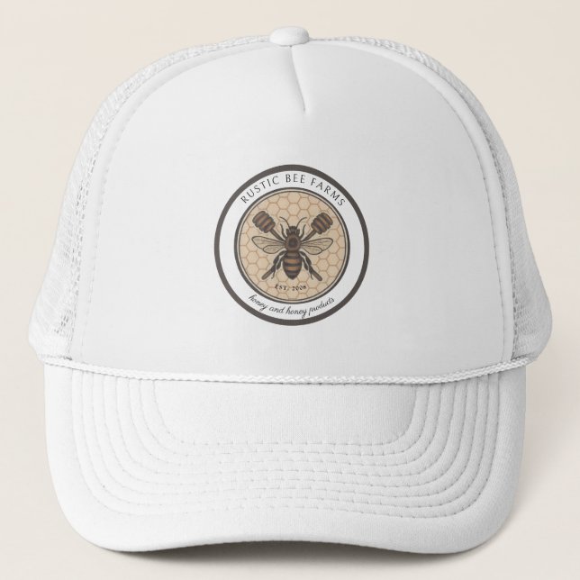 Rustic Honey Bee Beekeeper Apiary Product Trucker Hat (Front)