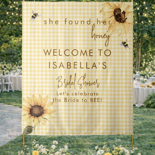 Rustic Honey Bee Bridal Shower Fabric Welcome Sign Tapestry