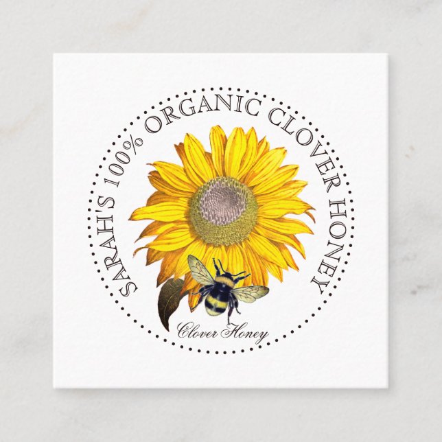 Rustic Honey Bee Yellow Dandelion Business Card (Front)