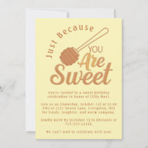 Rustic Honey Bee Yellow Sweet Birthday Invitation