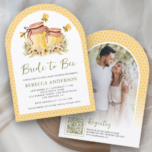Rustic Honey Jars Bride to Bee Arch Bridal Shower Invitation