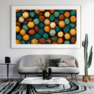 Rustic Honeycomb Textured Abstract Art Poster