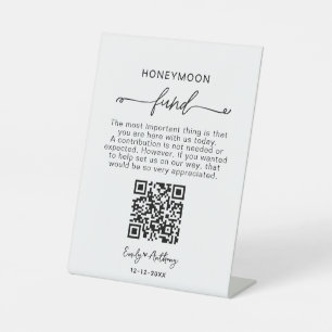 Rustic Honeymoon Fund QR Wishing Pedestal Sign