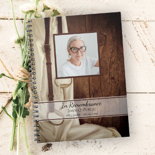 Rustic Horse Bit Satin Funeral Memorial Guest Book
