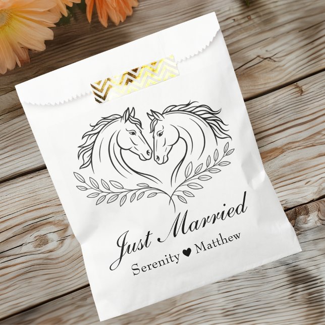 Rustic Horse Country Western Just Married Wedding Favour Bags (Creator Uploaded)